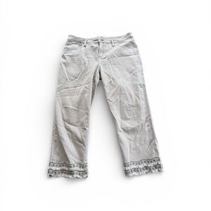 Chico’s Women’s Boho Western Tan High Waisted Straight Leg Capri Pants US Sz 12